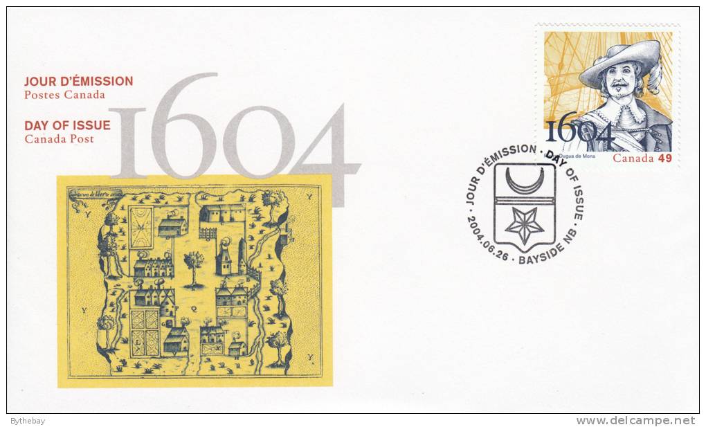 Canada FDC Scott #2044 49c Pierre Dugua, Sieur De Mons - French Settlement In Acadia - 2001-2010