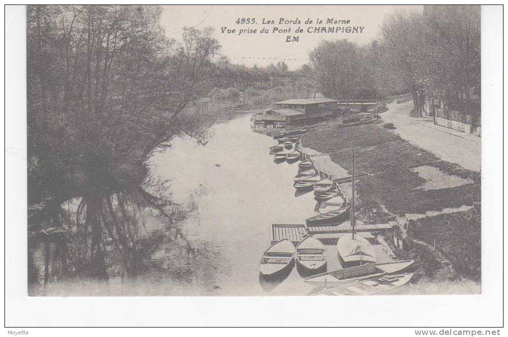 CPA-51-CHAMPIGNY-LES BORDS DE LA MARNE-VUE PRISE DU PONT DE CHAMPIGNY-NOMBREUSES BARQUES - Champigny