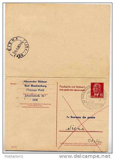 DDR  P 65 Antwort-Postkarte ZUDRUCK BÖTTNER 5A  DV III/18/97 !! SIENA  1963 - Cartes Postales Privées - Oblitérées