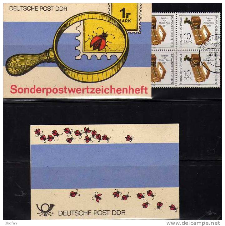 SMH 43 Lupe Mit Glühwürmchen 1989 DDR 10x3226 Plus SMHD43 O 11€ Mit Telefon-Apparat Von Reis Booklet Of Germany - Postzegelboekjes
