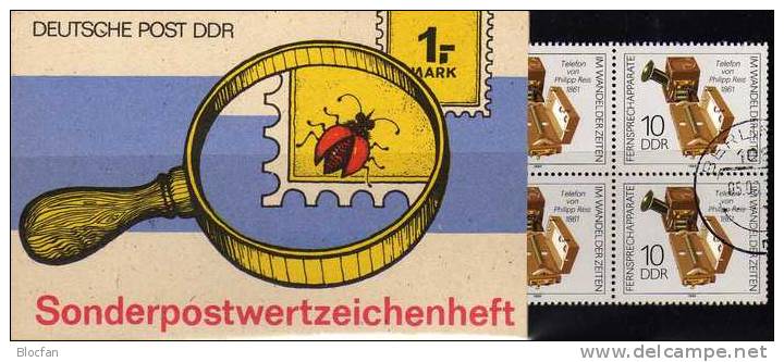 SMH 43 Lupe Mit Glühwürmchen 1989 DDR 10x3226 Plus SMHD43 O 11€ Mit Telefon-Apparat Von Reis Booklet Of Germany - Postzegelboekjes
