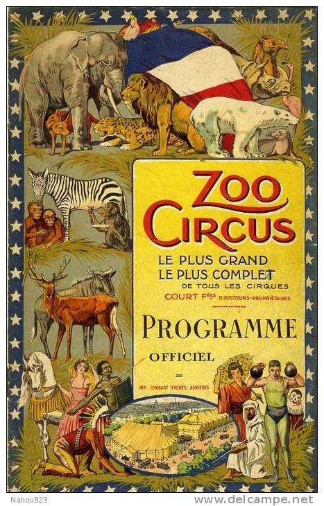 ASNIERES CIRQUE COURT Frères TOP RARE PROGRAMME OFFICIEL N° 1 ZOO CIRCUS BLUM SURESNES LATIL Dressage Perchiste Ecuyère - Programs