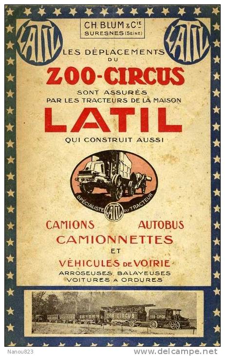 ASNIERES CIRQUE COURT Frères TOP RARE PROGRAMME OFFICIEL N° 1 ZOO CIRCUS BLUM SURESNES LATIL Dressage Perchiste Ecuyère - Programs