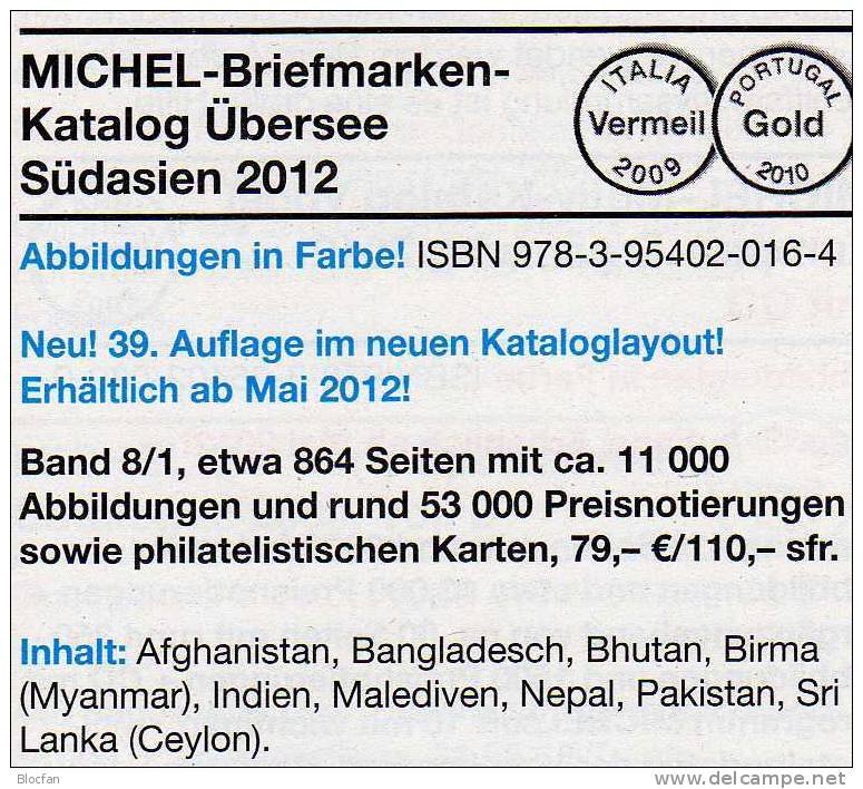 Südasien Briefmarken MICHEL Katalog 2012 Neu 79€ Band 8/1 In Colour With India Bhutan Pakistan Birma Ceylon Bangladesch - Kronieken & Jaarboeken