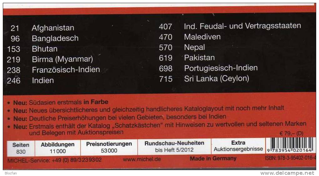 Südasien Briefmarken MICHEL Katalog 2012 Neu 79€ Band 8/1 In Colour With India Bhutan Pakistan Birma Ceylon Bangladesch - Chroniques & Annuaires