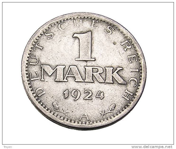 Allemagne -  1 Mark - 1924 A - Ar. - TB+ - 1 Mark & 1 Reichsmark