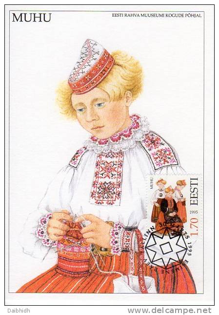 ESTONIA 1995 Women's Costumes On Maximum Card.  Michel 248 - Estonia