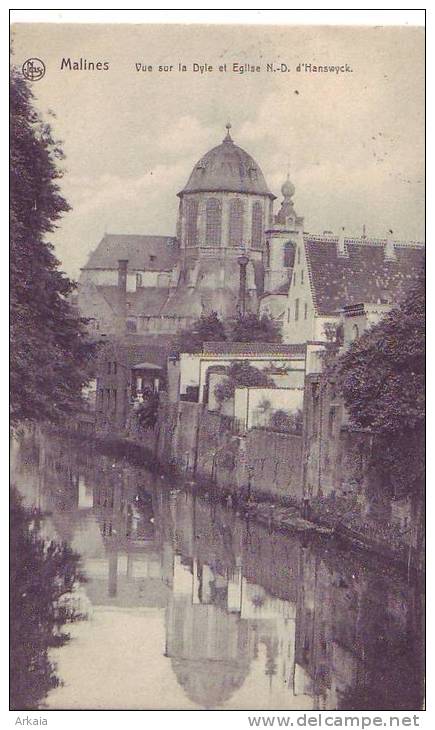 MALINES = Vue Sur La Dyle Et église N.-D. D'Hanswyck (Nels) 1919 + Cachet Agence - Mechelen