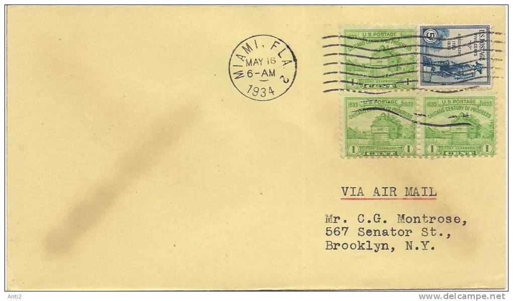 USA 1934 Letter 16.5.1934  Nice, Cover - Other & Unclassified