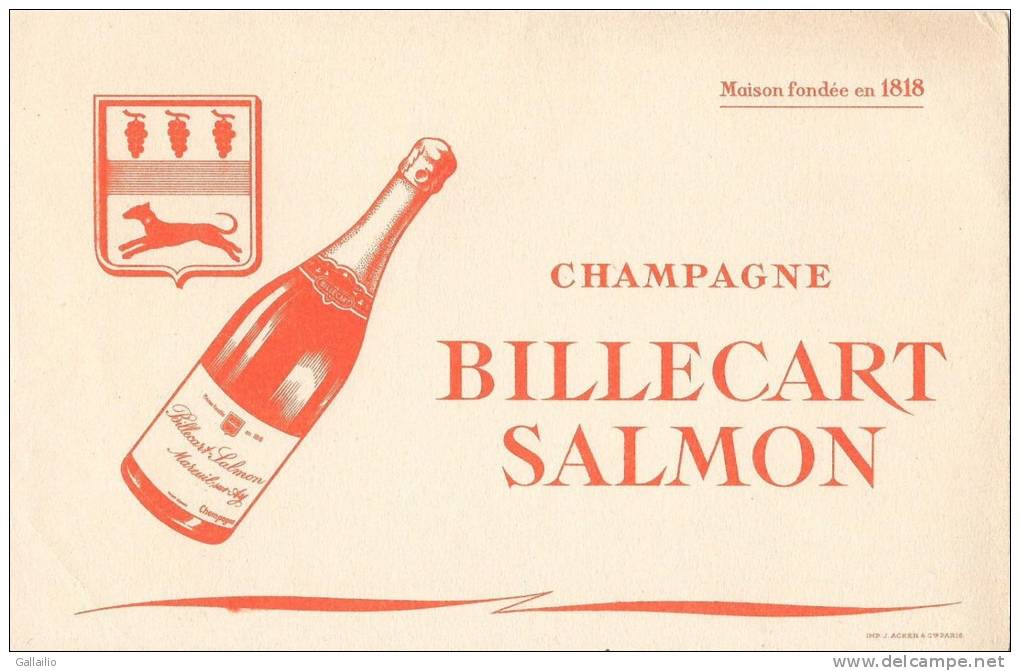 CHAMPAGNE BILLECART SALMON  MAISON FONDEE EN 1818 - Drank & Bier