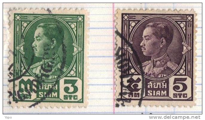 Siam: Année 1928,Série ,« Effigie De Prajadhipok» ,N° 194 à 197 Et 199 à 200,(7 Timbres) - Siam