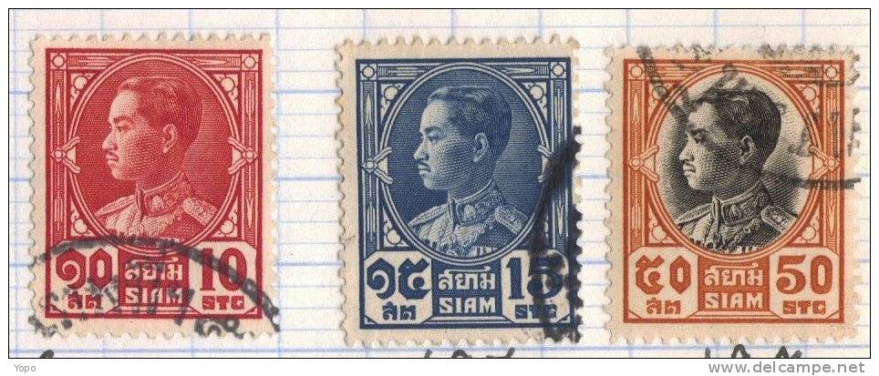 Siam: Année 1928,Série ,« Effigie De Prajadhipok» ,N° 194 à 197 Et 199 à 200,(7 Timbres) - Siam