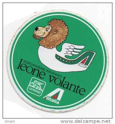 Ade103 Pubblicitario Compagnia Aerea Alitalia Aereo Airline Avion Flight Assicurazioni Leone Volante Generali Vintage - Stickers