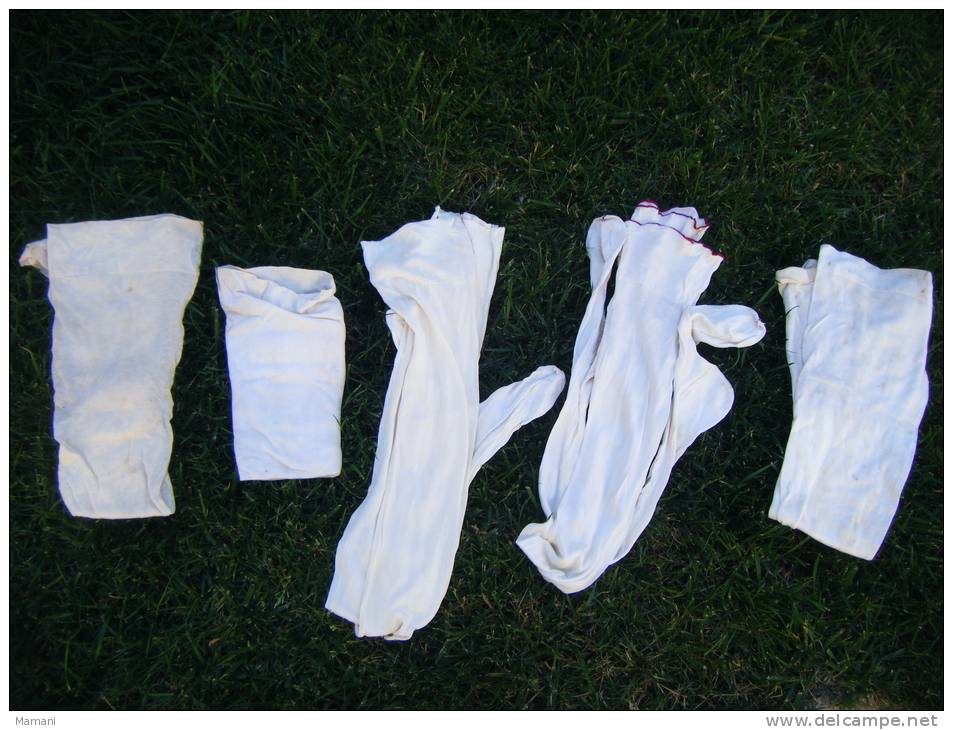 Lot De 5 Paires De Bas Blanc -ancien-coton Et Soie (sous Reserve)- - Tights & Stockings