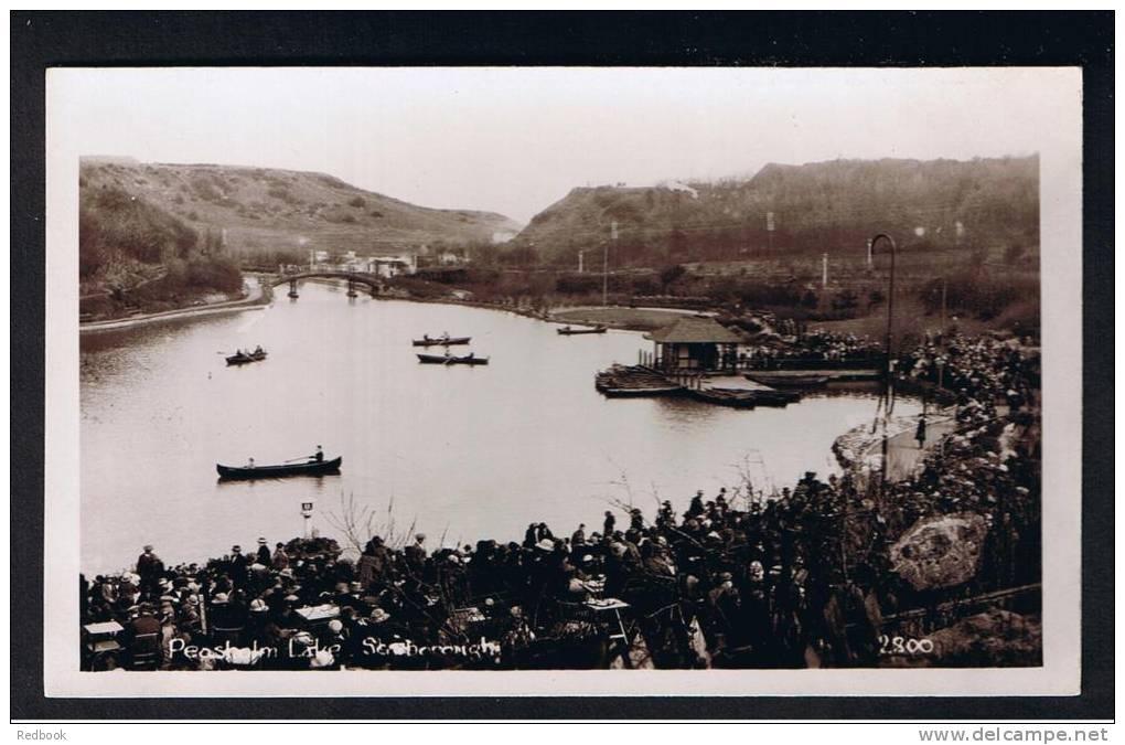 RB 868 - Early Real Photo Postcard - Crowds &amp; Rowing At Peasholm Lake Scarborough Yorkshire - Scarborough