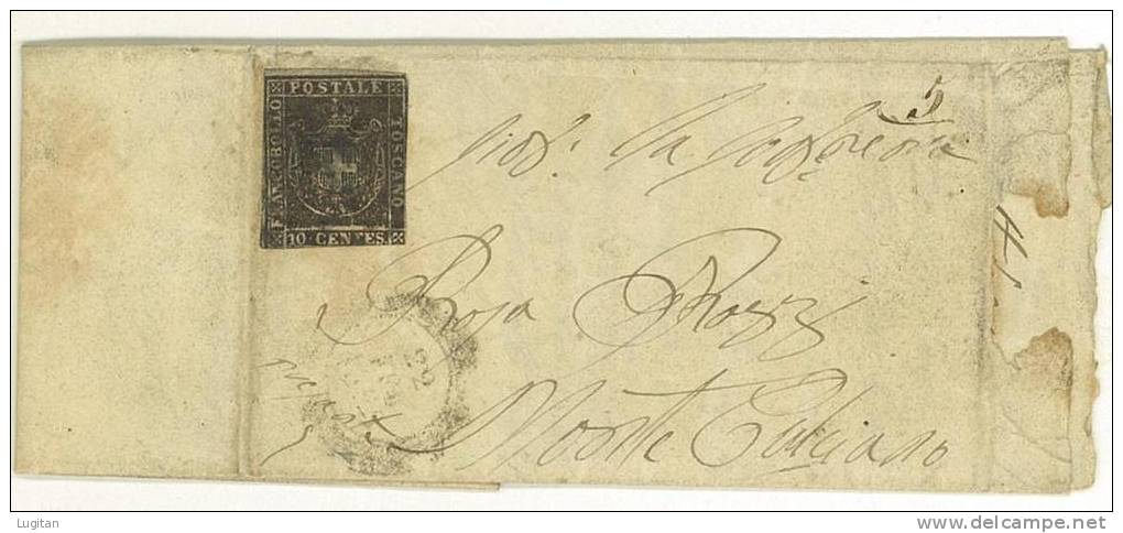 STORIA POSTALE  TOSCANA  GOVERNO PROVVISORIO -  SASS. 19b  - BRUNO NERO -  LETTERA - III° SCELTA - GROSSETO  1860 - Toskana