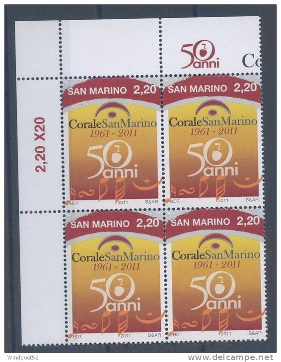 SAN MARINO 2011 - ANNIVERSARIO DELLA CORALE SAN MARINO - QUARTINA - MNH** - 413 - Unused Stamps