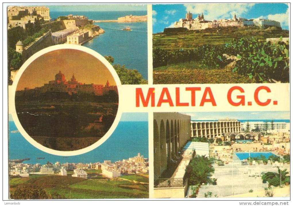 MALTA, G.C. Multi View, Used Postcard [10022] - Malta