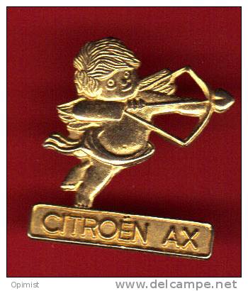 22629-pin's Automobile Citroen AX.ange Doré Avec Arc Et Flechet . - Citroën