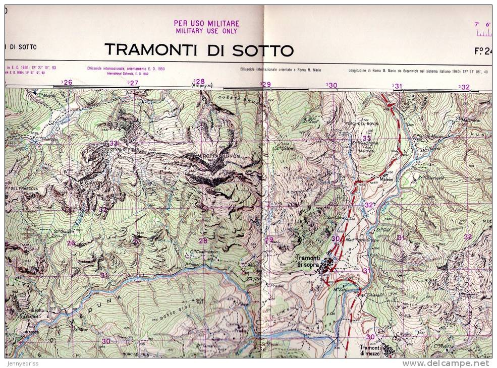 TRAMONTI DI SOTTO  , Pordenone , Carta Topografica Militare  F 24  I    N.O. - Carte Topografiche