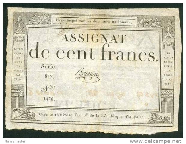 ASSIGNATS DE 10 FRANCS , SERIE 817 No. 1478 - Assignats