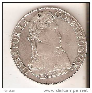 MONEDA DE PLATA DE BOLIVIA DE 8 SOLES DEL AÑO 1839 (COIN) SILVER,ARGENT. - Bolivie