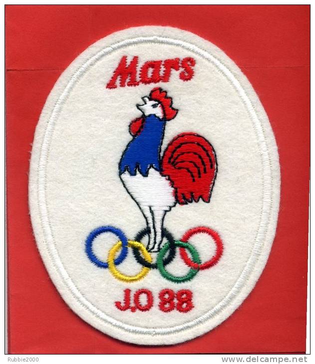 ECUSSON TISSU JEUX OLYMPIQUES 1988 PUBLICITE MARS COQ FRANCAIS - Habillement, Souvenirs & Autres