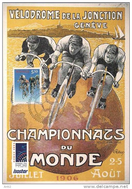 Norge Norway 1993 Cycle WC Hamar-Oslo 1993 , Geneve 1906 - Maximums Card - Ciclismo