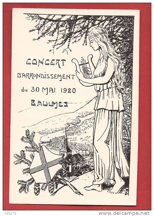 Q0083 Baulmes,Concert D'Arrondissement Du 30 Mai 1920,Fête De Musique. Litho Non Circulé. Deriaz - Baulmes