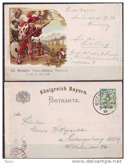 GERMANY - NIRNBERG - Deutsches  Bundeschießen 4.-11. Juli  1897 - Postmark  9. Juli 1897 - Rare - Shooting (Weapons)