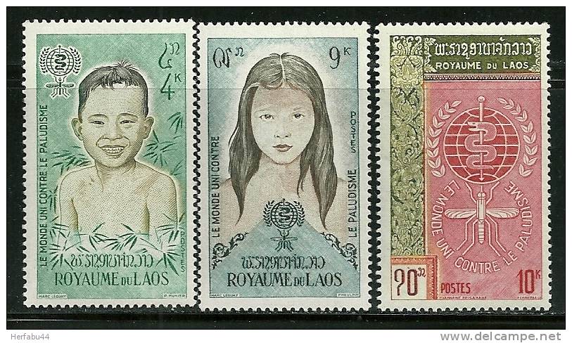 Laos        " Malaria Eradication "      Set      SC# 74-76      Mint - OMS