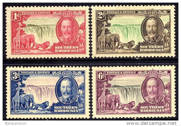 Southern Rhodesia #33-36 XF Mint Hinged Silver Jubilee Issue From 1935 - Rodesia Del Sur (...-1964)