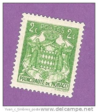 MONACO TIMBRE N° 155 NEUF AVEC CHARNIERE BLASON MONEGASQUE - Neufs