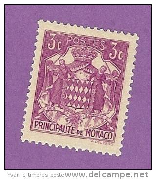 MONACO TIMBRE N° 156 NEUF AVEC CHARNIERE BLASON MONEGASQUE - Neufs