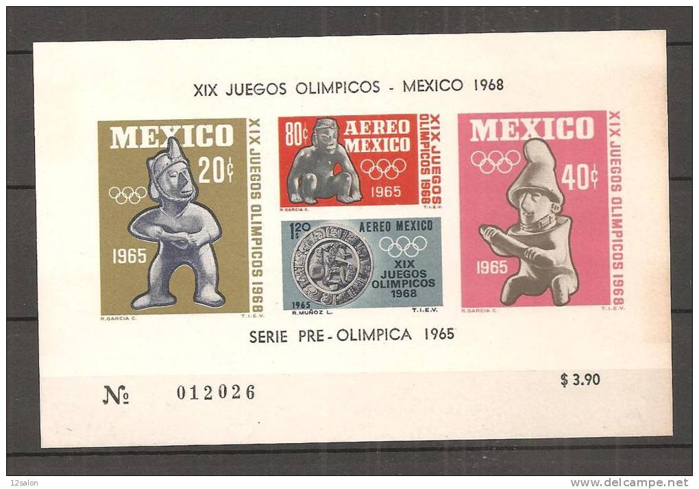 JEUX OLYMPIQUES MEXICO 1968 Non Dentele Etat ** - Zomer 1968: Mexico-City