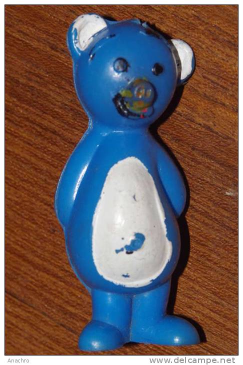 BUTAGAZ OURS BLEU / ANCIENNE FIGURINE GLUPS En CAOUTCHOUC 5 Cms - Otros & Sin Clasificación