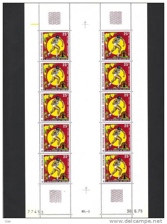 POLYNESIA FRANCESE  1975 - Yvert   A93** -  Sport - Atletica -  Lancio Del Peso -(foglio Intero) - Unused Stamps