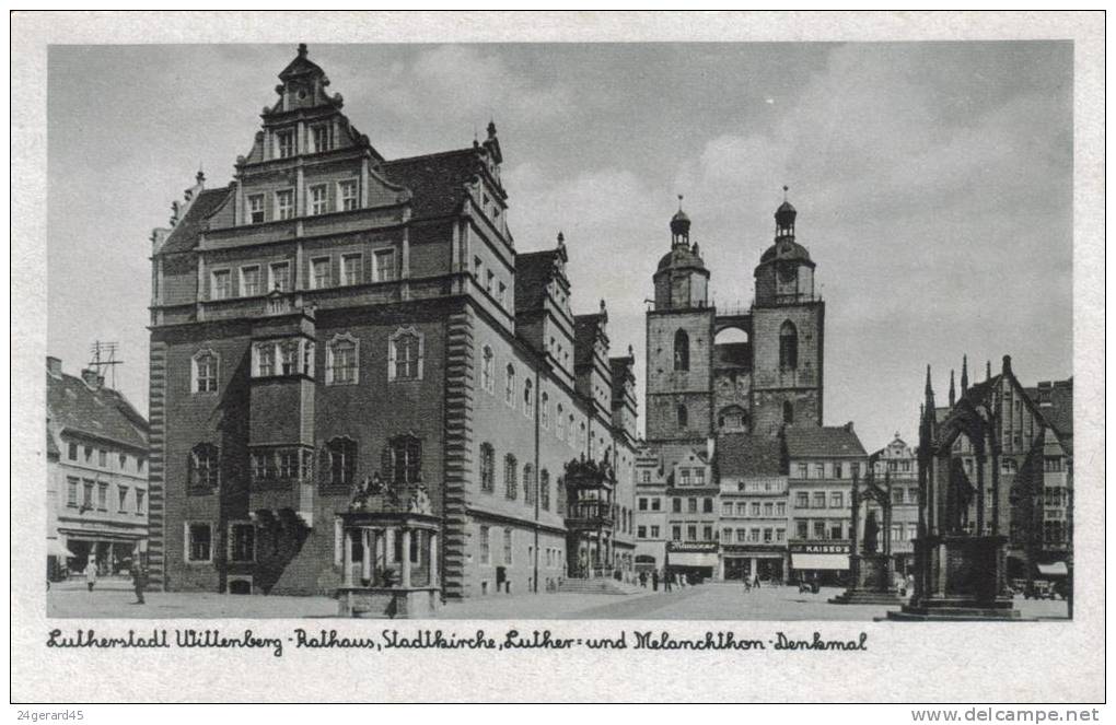 CPSM LUTHERSTADT WITTENBERG (Allemagne-Saxe Anhalt) - Rathaus Stadtkirche Luthersund Melanchthon Denkmal - Wittenberg