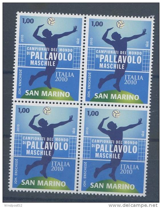 SAN MARINO 2010 - CAMPIONATI MONDIALI DI PALLAVOLO MASCHILE - QUARTINA - MNH** - 387 - Ongebruikt