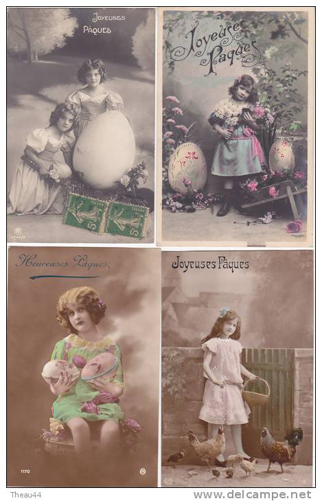 ¤¤  -  Lot De 18 Cartes Fantaisies   - Joyeuses PÂQUES - Moutons, Oeufs, Poule, Poussin, Cloches, Enfants  -  ¤¤ - Ostern