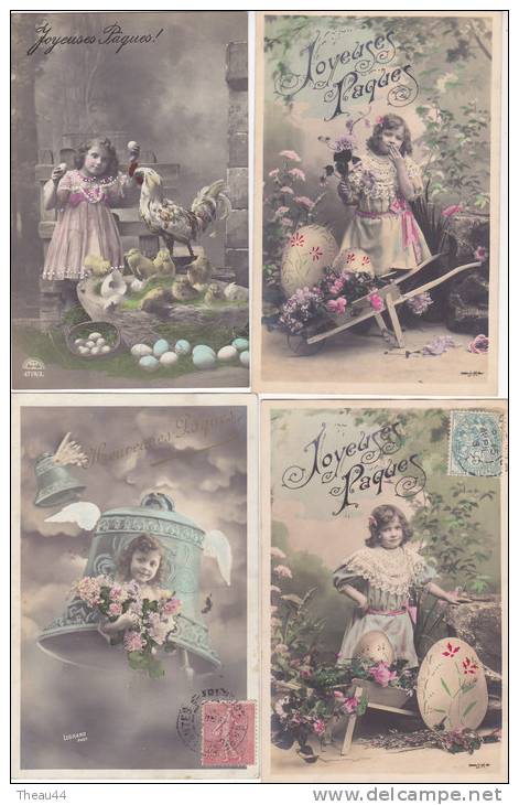 ¤¤  -  Lot De 18 Cartes Fantaisies   - Joyeuses PÂQUES - Moutons, Oeufs, Poule, Poussin, Cloches, Enfants  -  ¤¤ - Easter