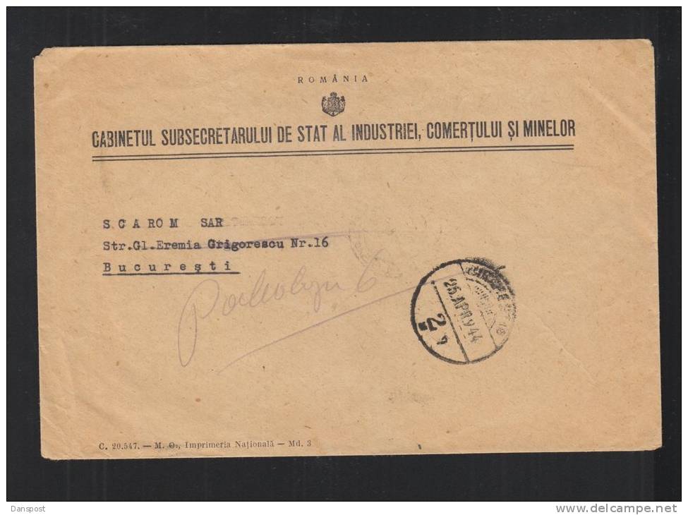 Romania Official Cover 1944 - Covers & Documents