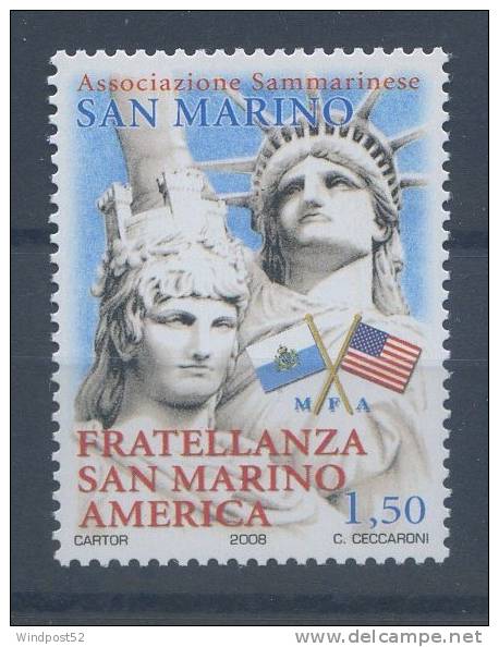 SAN MARINO 2008 - ANNIVERSARIO FRATELLANZA SAN MARINO AMERICA - MNH** - 365 - Neufs