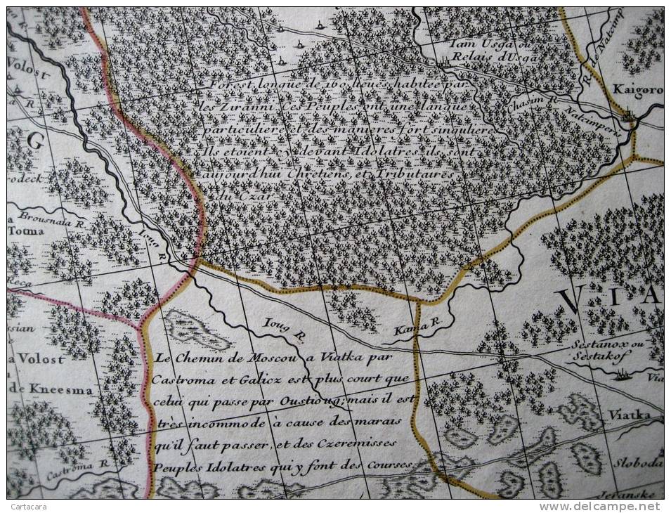 CARTE GEOGRAPHIQUE DE MOSCOVIE-MOSCOU-RUSSIE PAR G. DE L´ISLE, 1706 (VOIR SCANS) - Cartes Géographiques