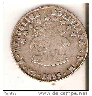MONEDA DE PLATA DE BOLIVIA DE 4 SOLES DEL AÑO 1855  (COIN) SILVER,ARGENT. - Bolivia