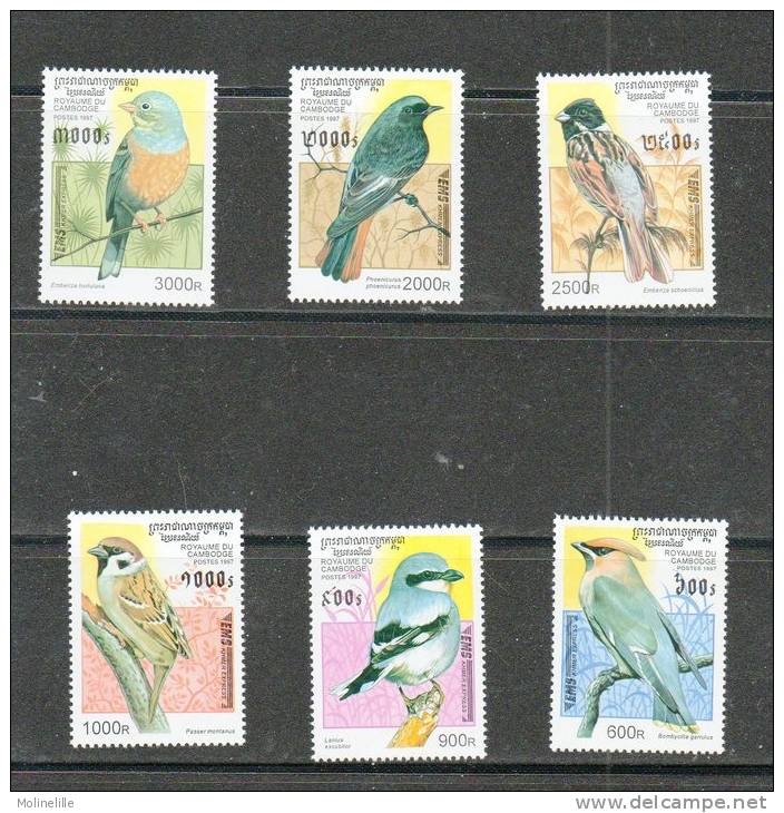 CAMBODGE N° 1393/1398 ** - 6 Val; OISEAUX Divers - Cote 35.50 &euro; - Moineaux