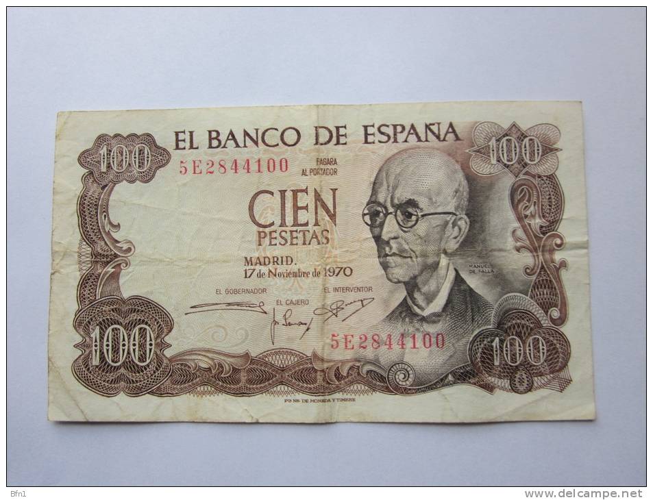 ESPAGNE - 100 PESETAS -17 DE NOVIEMBRE DE 1970- ETAT VOIR PHOTOS - 100 Pesetas