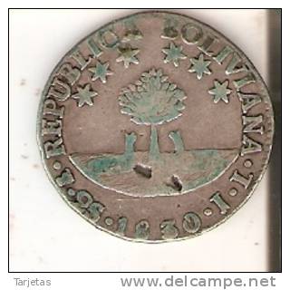 MONEDA DE PLATA DE BOLIVIA DE 2 SOLES DEL AÑO 1830  (COIN) SILVER,ARGENT. - Bolivia