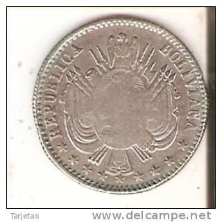 MONEDA DE PLATA DE BOLIVIA DE 1/5 DE BOLIVIANO DEL AÑO 1864 (RARA) (COIN) SILVER,ARGENT. - Bolivia