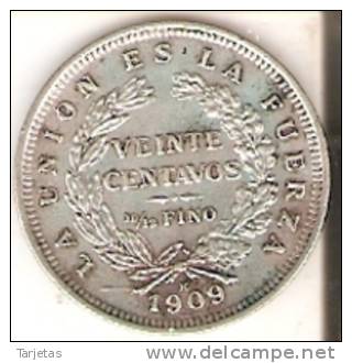 MONEDA DE PLATA DE BOLIVIA DE 20 CENTAVOS DEL AÑO 1909  (COIN) SILVER,ARGENT. - Bolivia